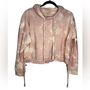 Blank NYC Oversized Pink Tie-dye Jersey Hoodie Ruched Tie Cotton Size Small
